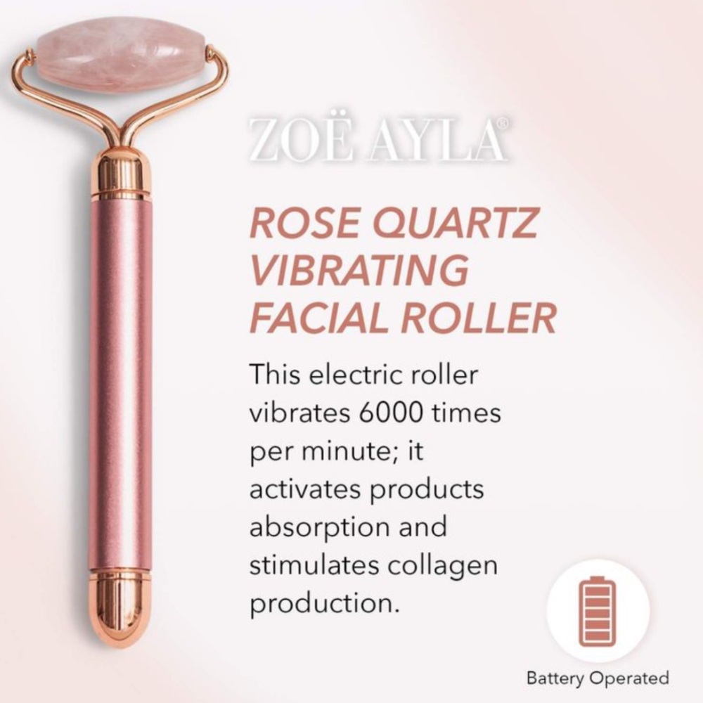 Zoe Ayla Rose Quartz Vibrating Facial Roller